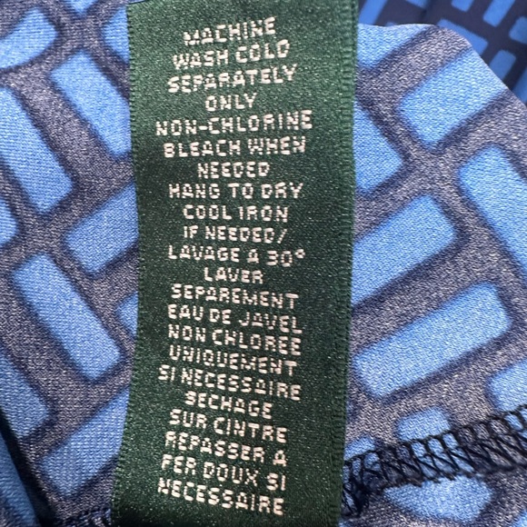 Ralph Lauren Women Midi Sleeveless Summer Blue Geometric with Belt Dress Size 8 - Picture 9 of 10